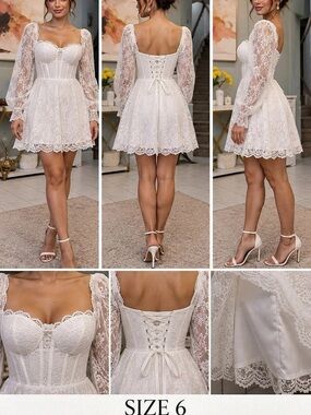 Oh Polly Andreia White Lace Mini Dress Size 6